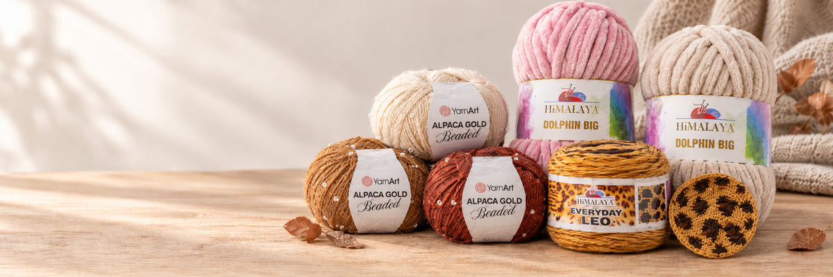 YarnArt Alpaca Gold Beaded, HiMALAYA Everyday Leo and HiMALAYA Dolphin Big yarns – autumn yarn trends at Vilrita