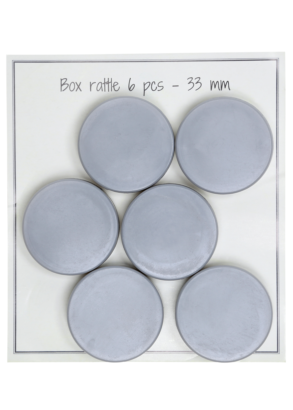 Plokščias barškutis 33 mm – 6 vnt. (išimami garso įdėklai)