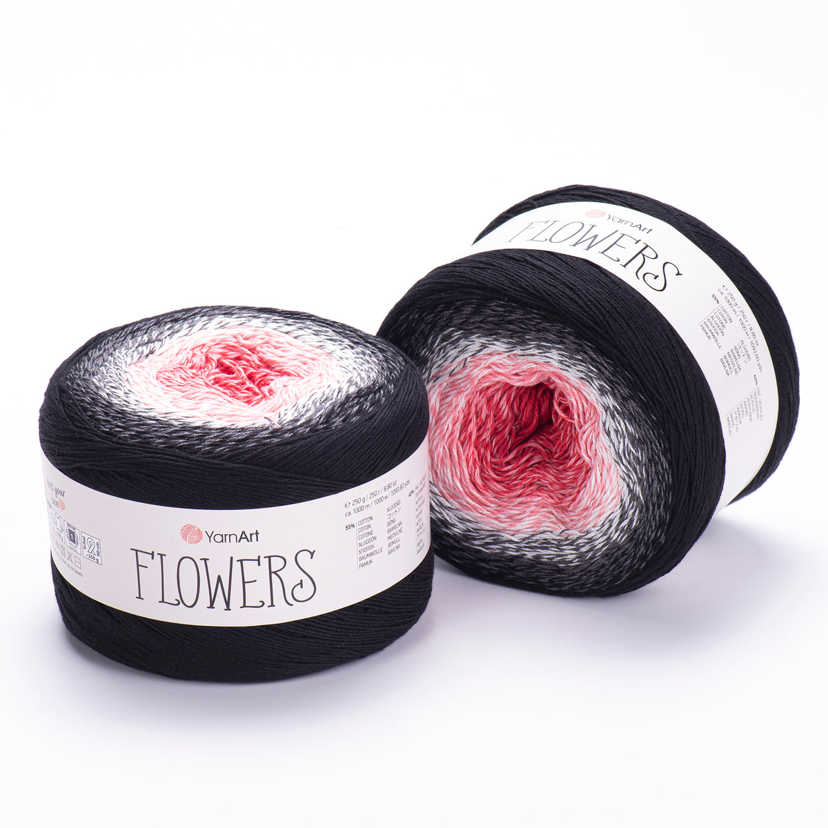 YarnArt Flowers 260 Black & Wine – cotton acrylic gradient cake yarn