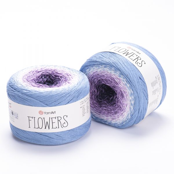 YarnArt Flowers 264 Indigo & Powder Blue – cotton acrylic gradient cake yarn