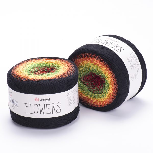 YarnArt Flowers 267 Dark Brown & Moss – cotton acrylic gradient cake yarn