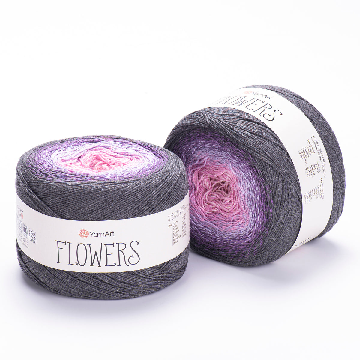 YarnArt Flowers 276 Wisteria & Midnight – cotton acrylic gradient cake yarn