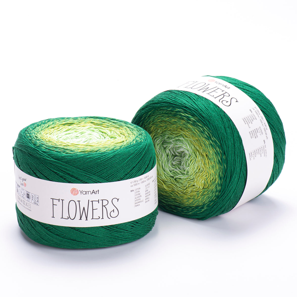 YarnArt Flowers 283 Forest & Pistachio – cotton acrylic gradient cake yarn