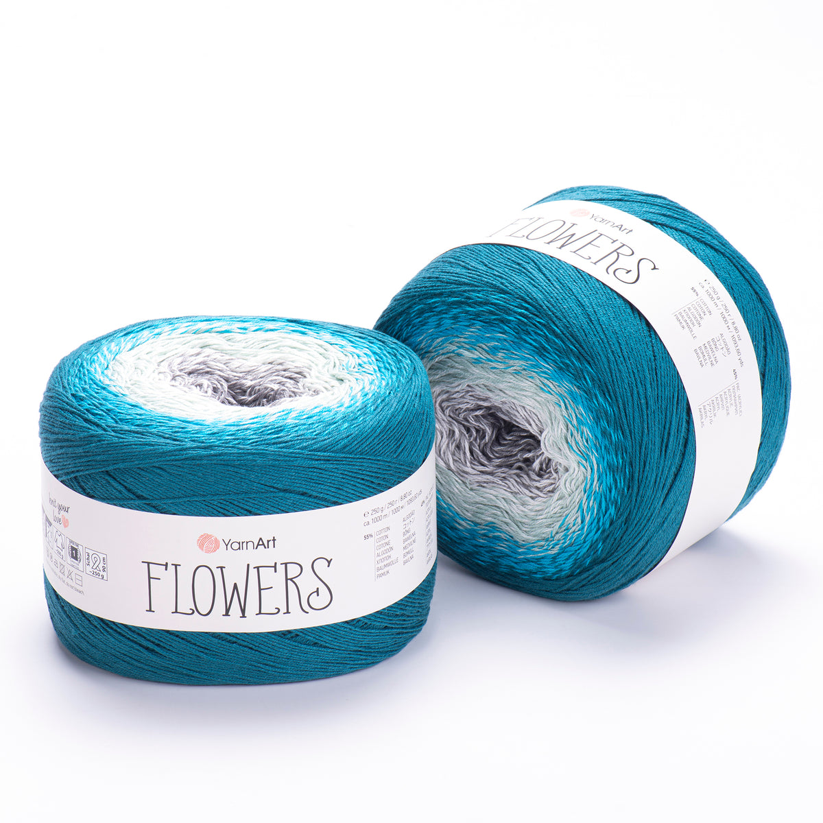 YarnArt Flowers 289 Powder Blue & Steel Blue – cotton acrylic gradient cake yarn