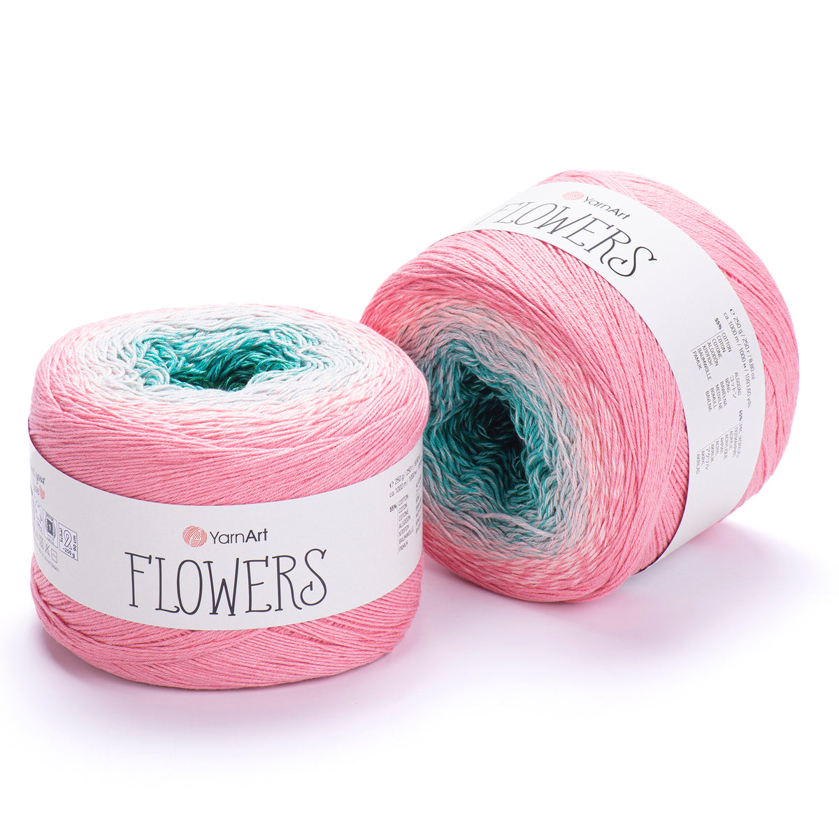 YarnArt Flowers 292 Powder Pink & Slate – cotton acrylic gradient cake yarn