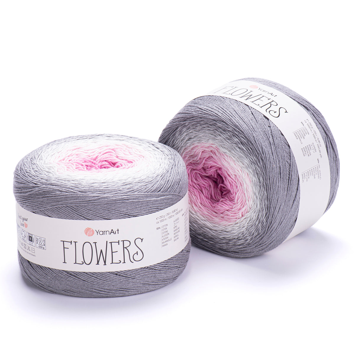 YarnArt Flowers 293 Mauve & Plum – cotton acrylic gradient cake yarn
