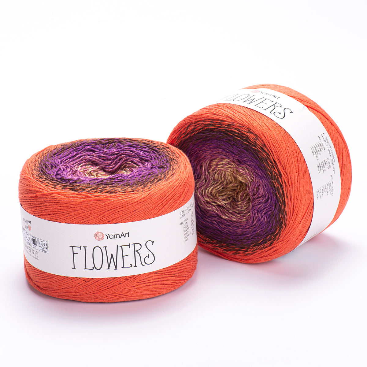 YarnArt Flowers 295 Dark Red & Mocha – cotton acrylic gradient cake yarn