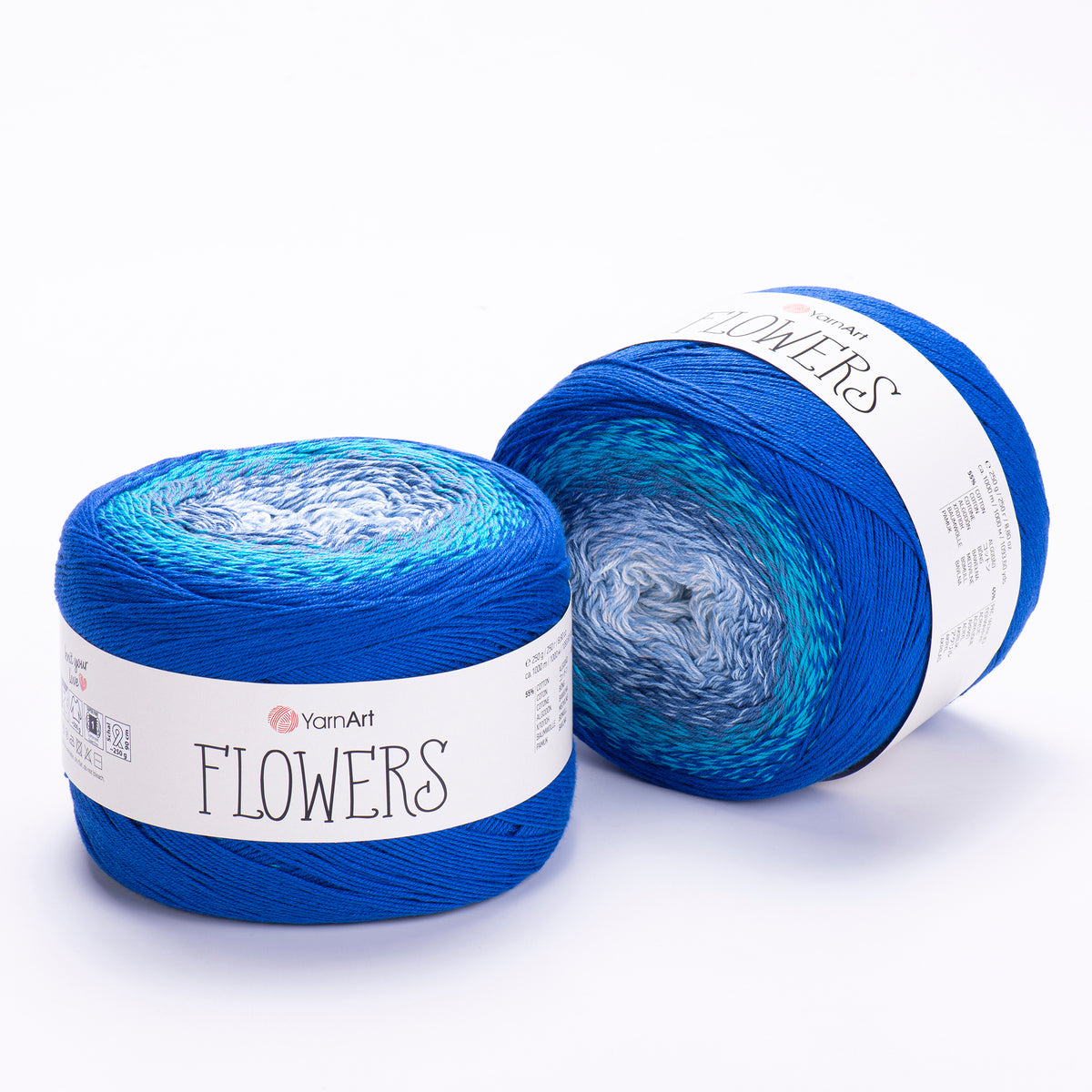YarnArt Flowers 299 Denim & Sapphire – cotton acrylic gradient cake yarn