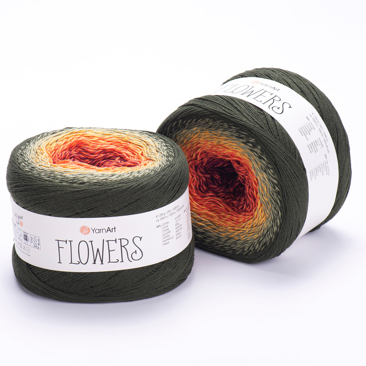 YarnArt Flowers 302 Dark Plum & Brick – cotton acrylic gradient cake yarn