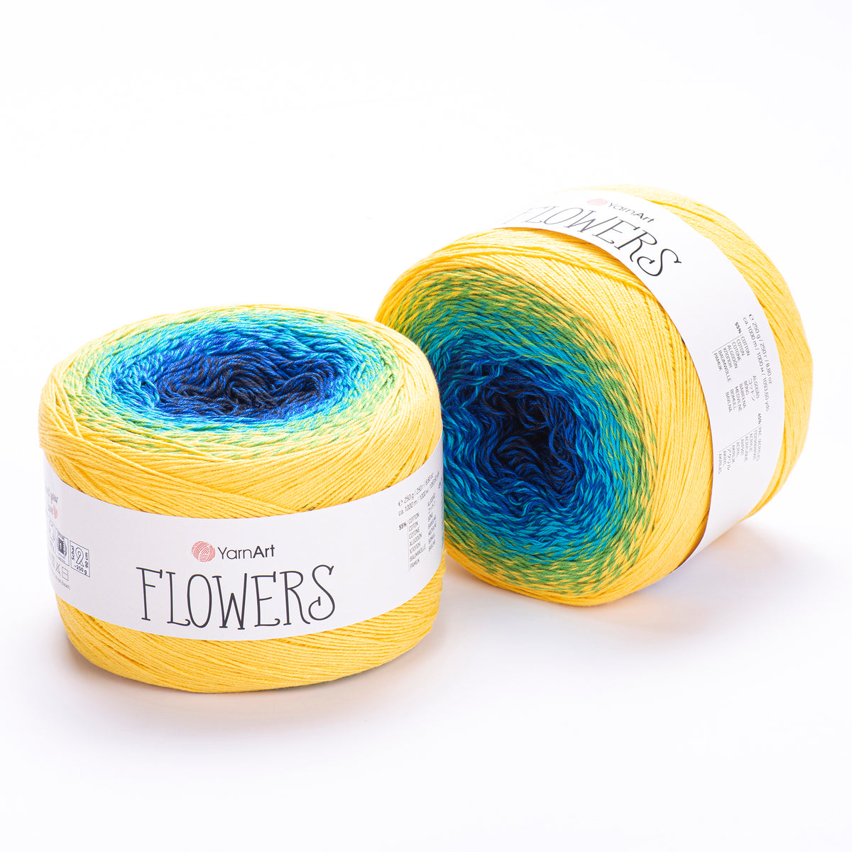 YarnArt Flowers 304 Midnight & Indigo – cotton acrylic gradient cake yarn