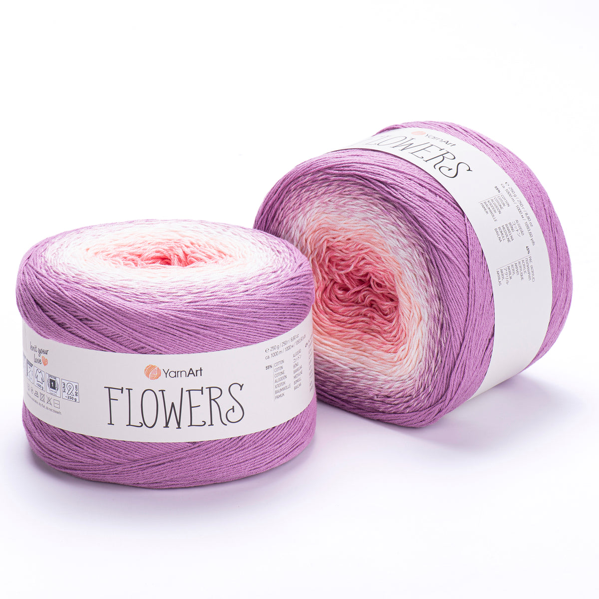 YarnArt Flowers 305 Dusty Rose & Wine – cotton acrylic gradient cake yarn