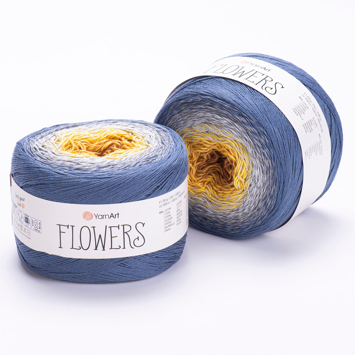 YarnArt Flowers 316 Honey & Toffee – cotton acrylic gradient cake yarn