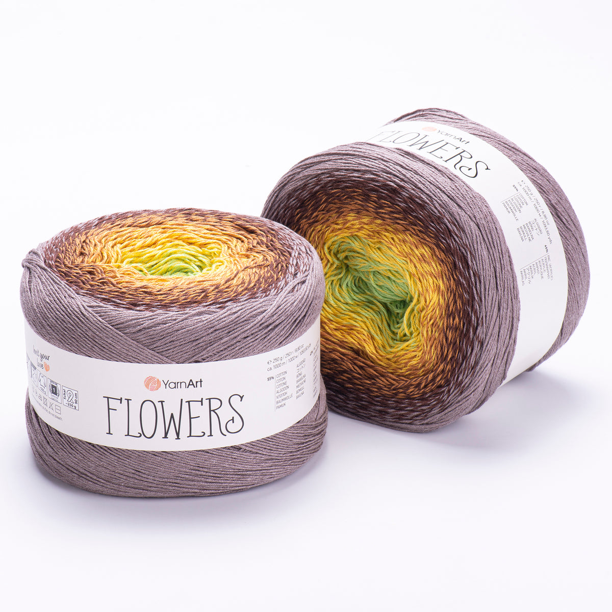 YarnArt Flowers 317 Honey & Espresso – cotton acrylic gradient cake yarn