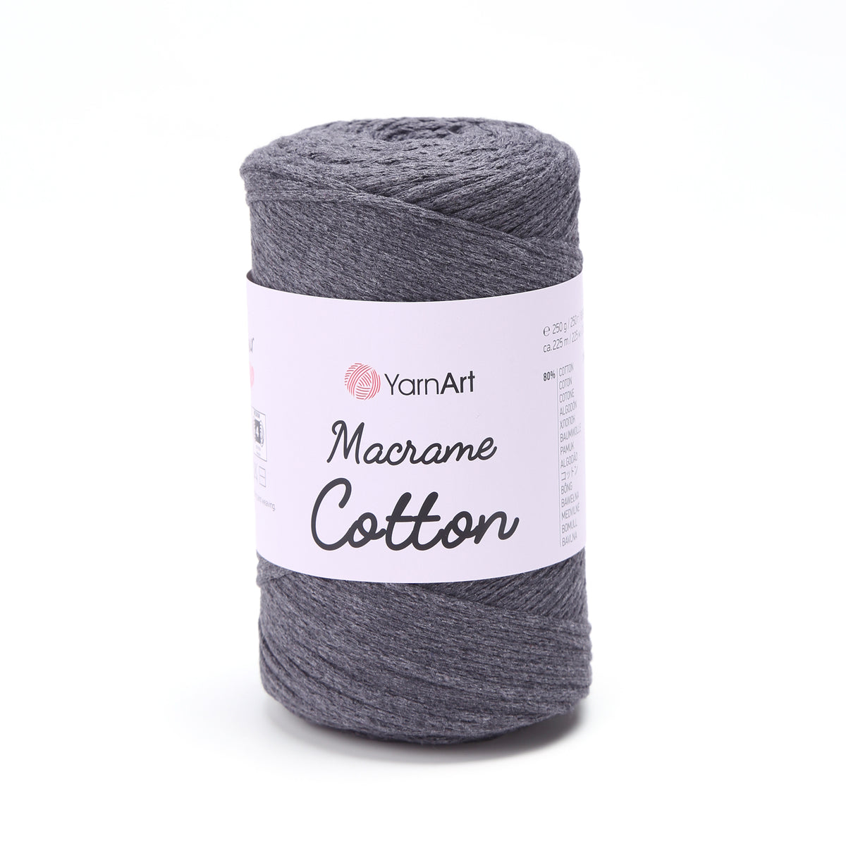 YarnArt Macrame Cotton 758 Dark Grey – braided macrame cord