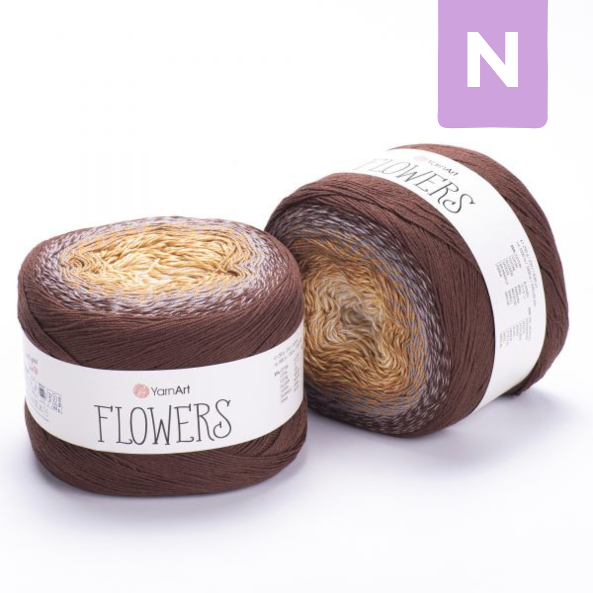 YarnArt Flowers Soft Clay & Dark Brown – cotton acrylic gradient cake yarn