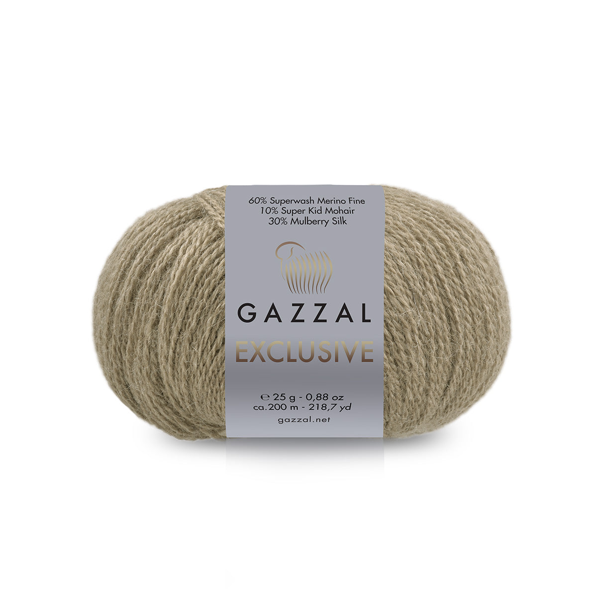 Gazzal Exclusive 9925 Tamsiai bežinė – merino vilnos, šilko ir moherio siūlai