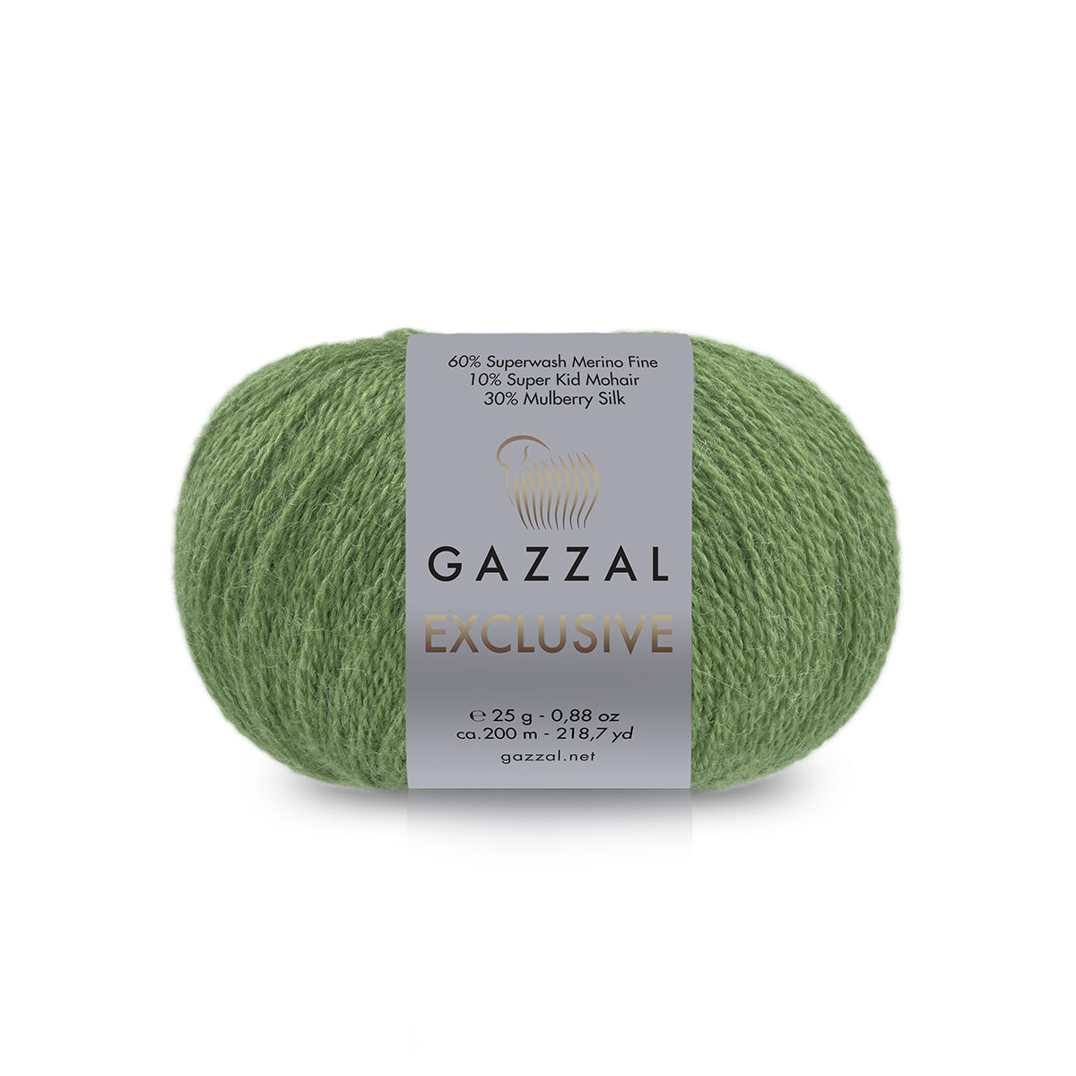 Gazzal Exclusive 9931 Alyvuogių – merino vilnos, šilko ir moherio siūlai