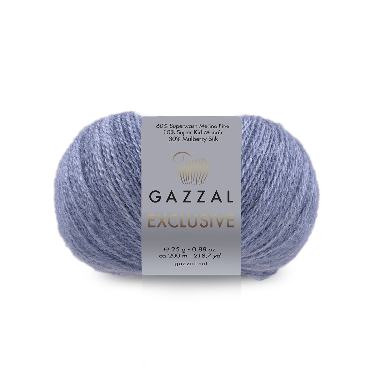 Gazzal Exclusive 9938 Džinso – merino vilnos, šilko ir moherio siūlai