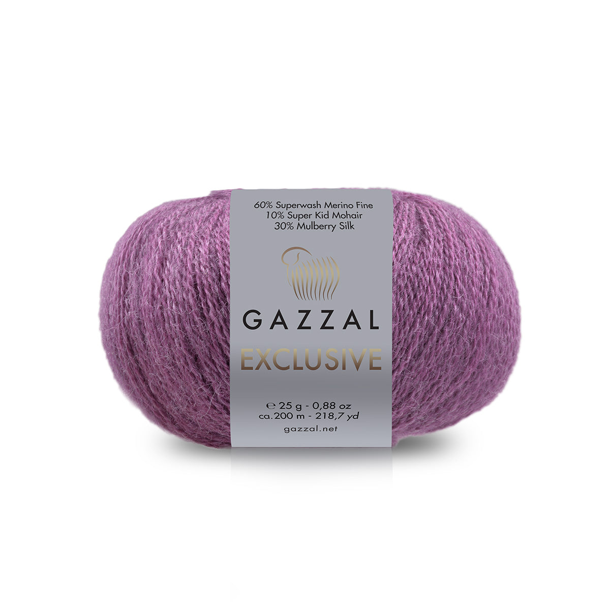 Gazzal Exclusive 9941 Slyvų – merino vilnos, šilko ir moherio siūlai