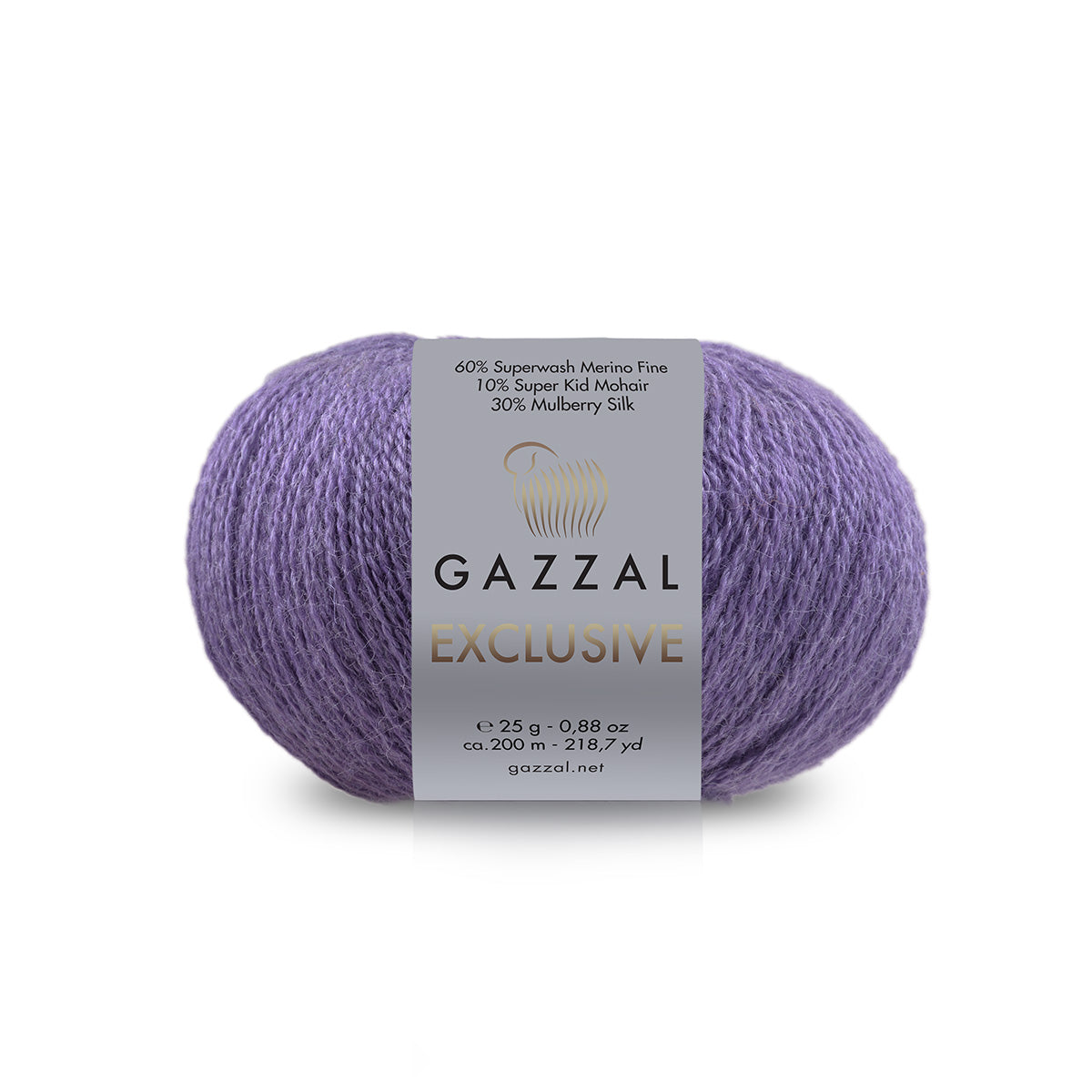 Gazzal Exclusive 9942 Purpurinė – merino vilnos, šilko ir moherio siūlai