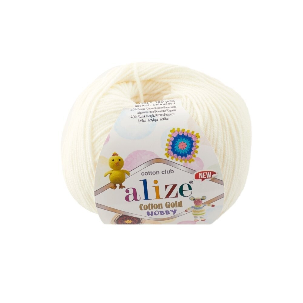 Alize Cotton Gold Hobby 62 Pienbalta – kokvilnas un akrila dzija