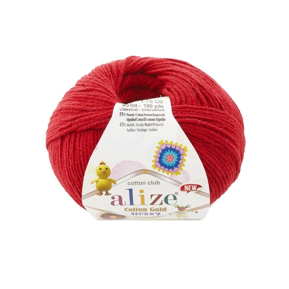 Alize Cotton Gold Hobby 56 Sarkana – kokvilnas un akrila dzija