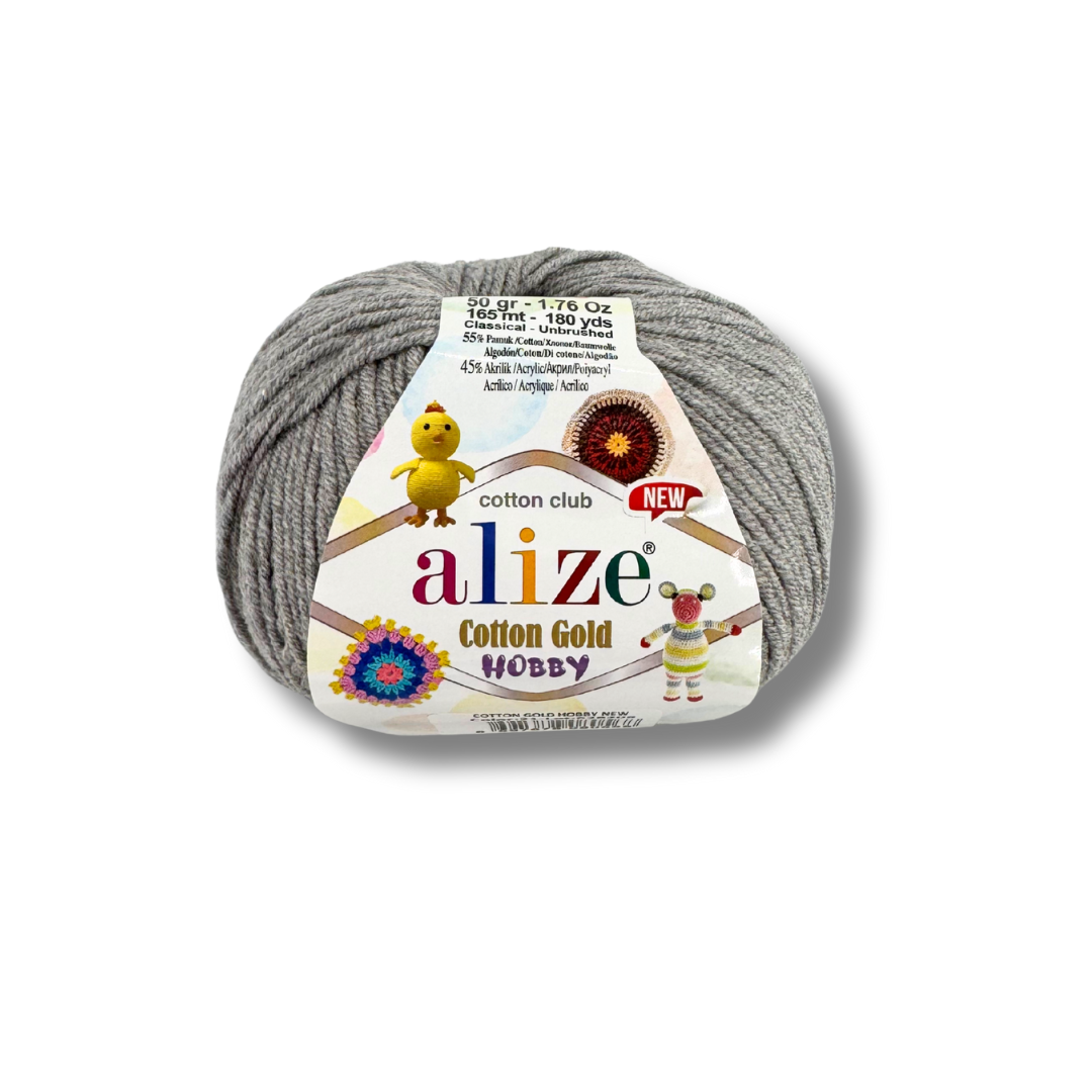 Alize Cotton Gold Hobby 21 Pelēka melanža – kokvilnas un akrila dzija