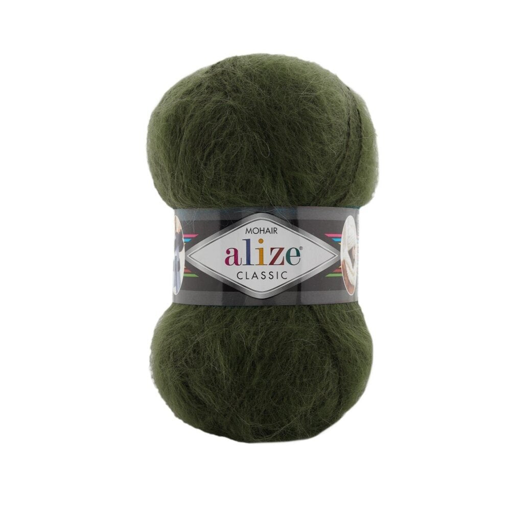 Alize Mohair Classic 620 Olive foncé – fil acrylique avec mohair et laine