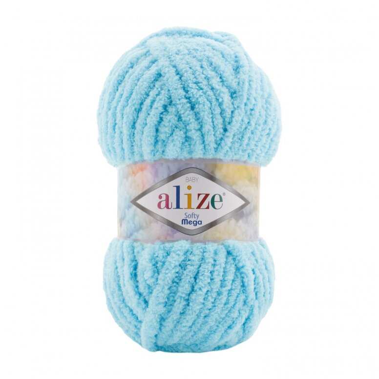 Alize Softy Mega 128 Puudersinine – jäme plüüslõng