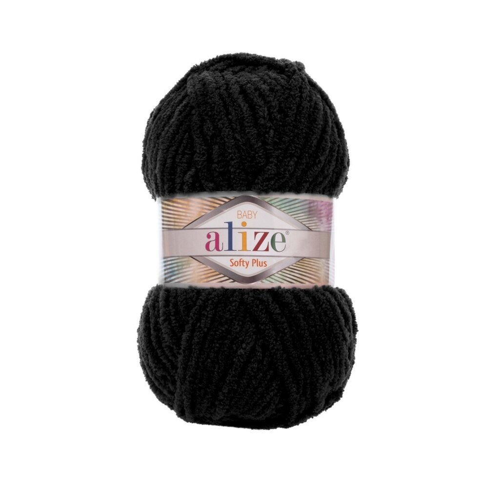 Alize Softy Plus 1060 Чёрный – толстая плюшевая пряжа