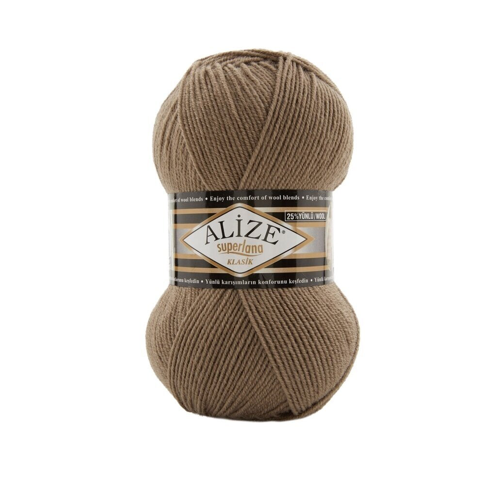 Alize Superlana Klasik 991 Тёмно-бежевый – пряжа из акрила с шерстью