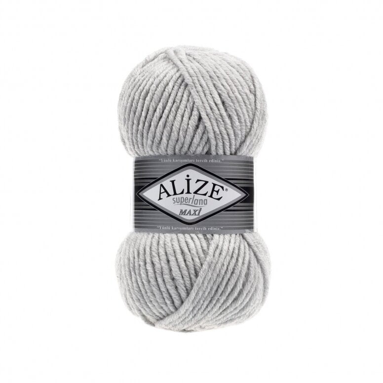Alize Superlana Maxi 208 Light Grey Melange – chunky wool acrylic yarn