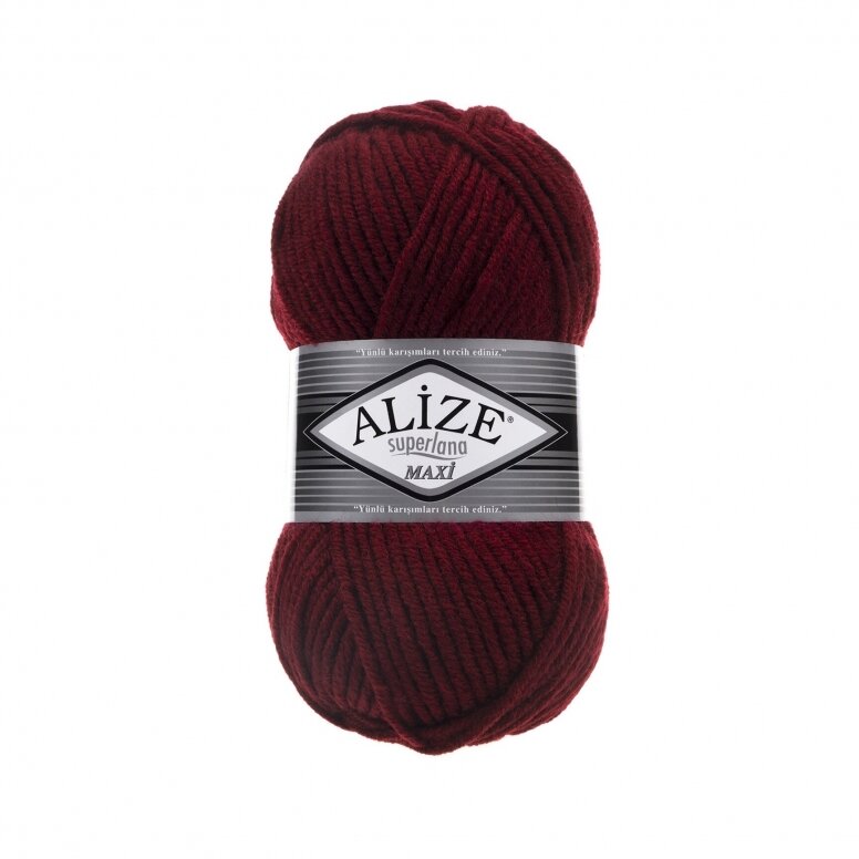 Alize Superlana Maxi 57 Burgundy – chunky wool acrylic yarn