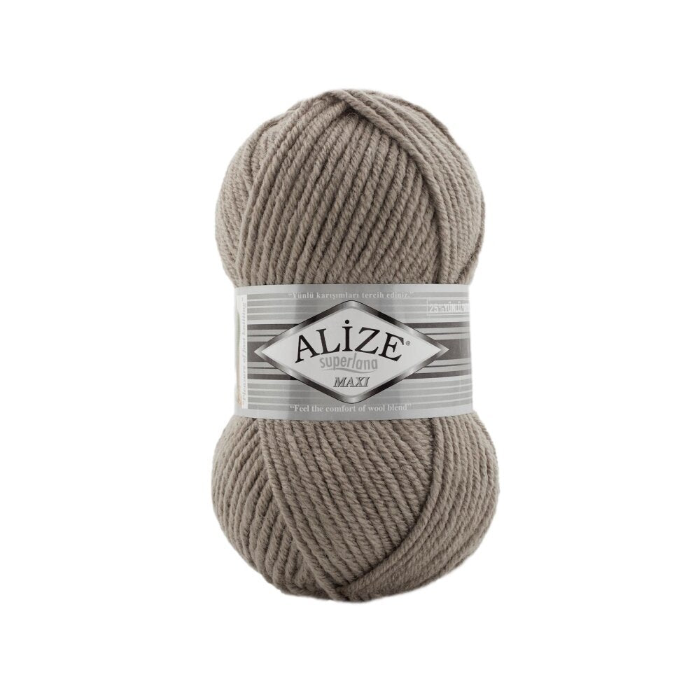 Alize Superlana Maxi 283 Taupe – chunky wool acrylic yarn