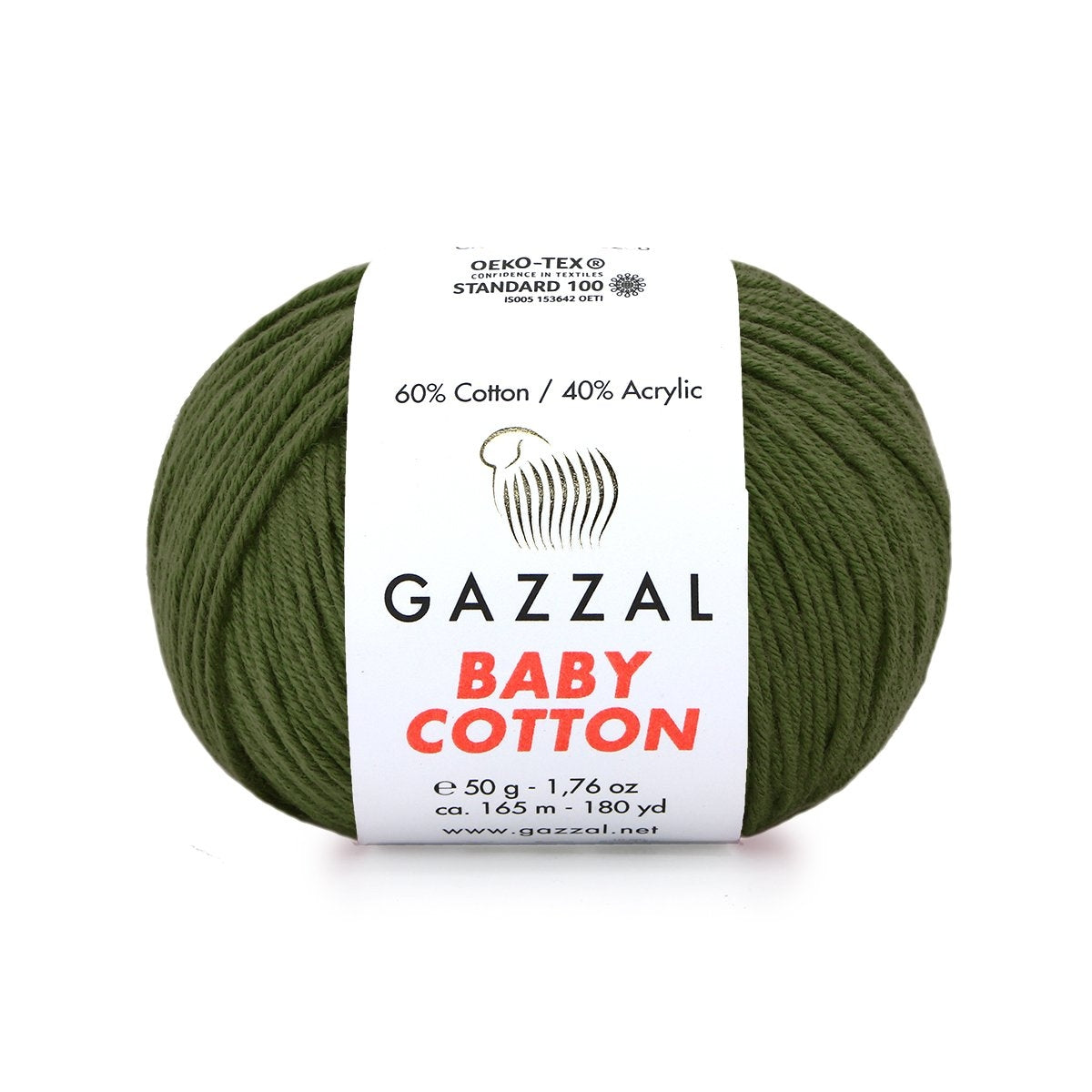 Gazzal Baby Cotton 3463 Oliva scuro – filato baby in cotone e acrilico