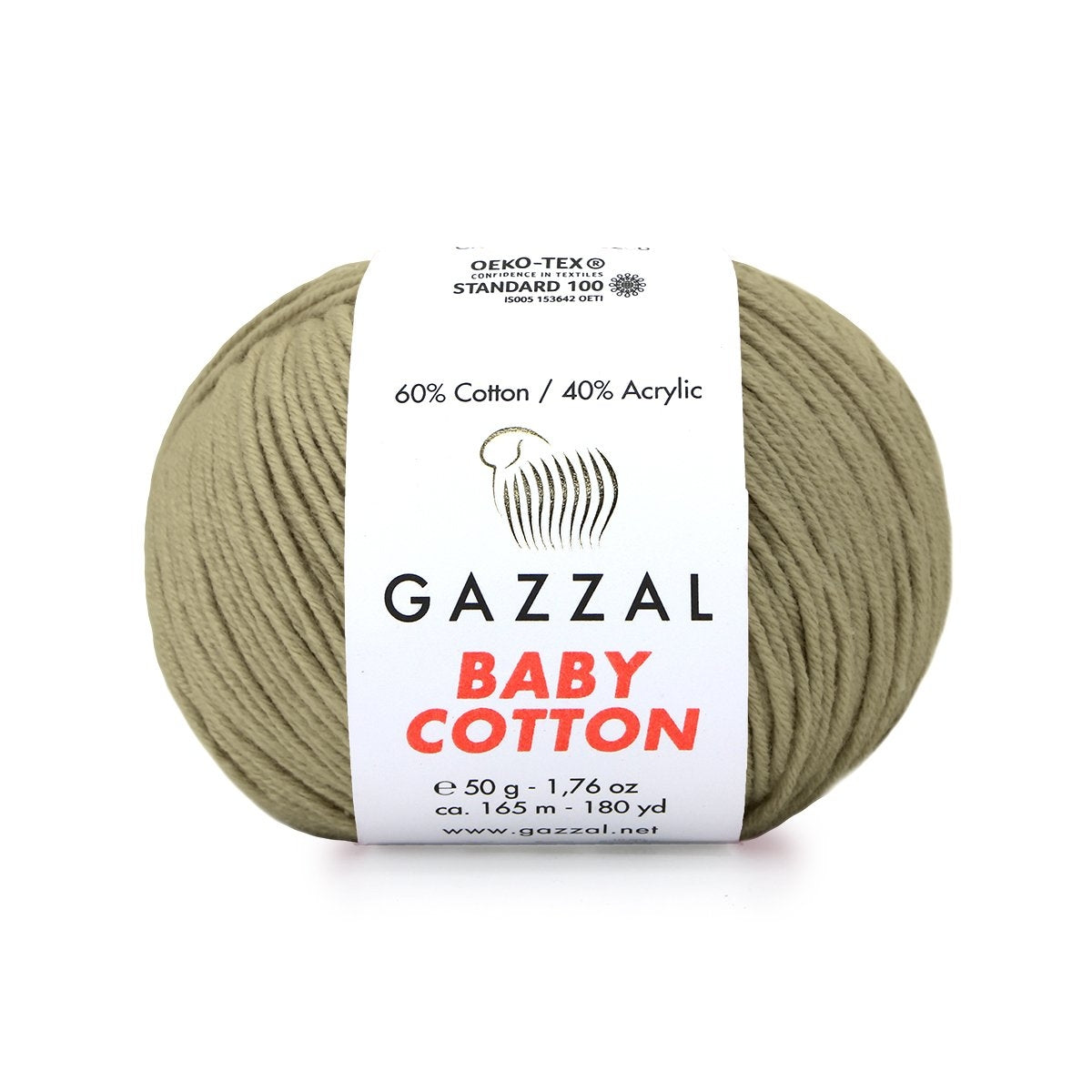 Gazzal Baby Cotton 3464 Oliva – filato baby in cotone e acrilico