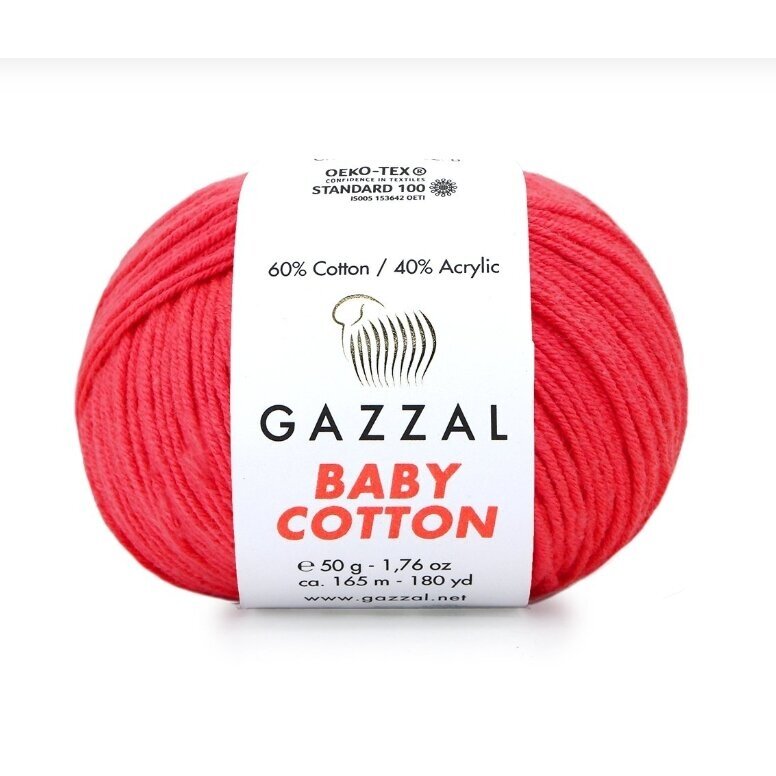 Gazzal Baby Cotton 3458 Mattone – filato baby in cotone e acrilico
