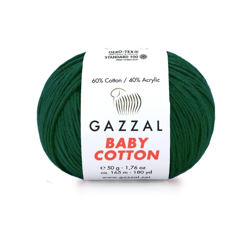 Gazzal Baby Cotton 3467 Verde scuro – filato baby in cotone e acrilico