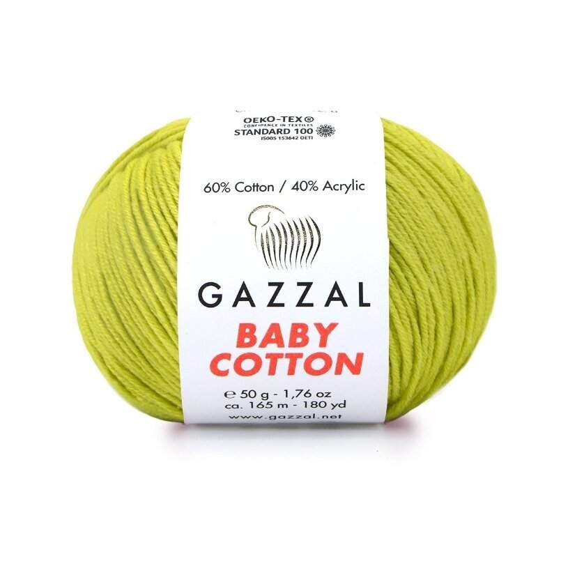 Gazzal Baby Cotton 3457 Lime – filato baby in cotone e acrilico
