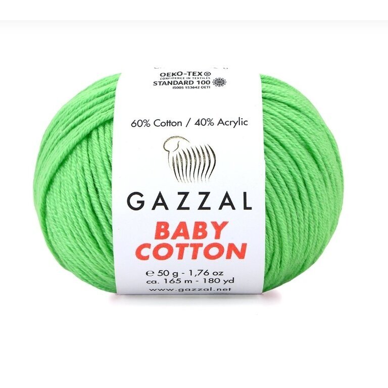 Gazzal Baby Cotton 3466 Verde chiaro – filato baby in cotone e acrilico