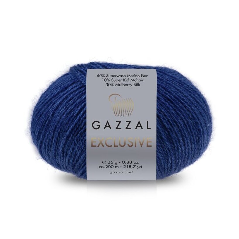 Gazzal Exclusive 9911 Tamsiai mėlyna – merino vilnos, šilko ir moherio siūlai