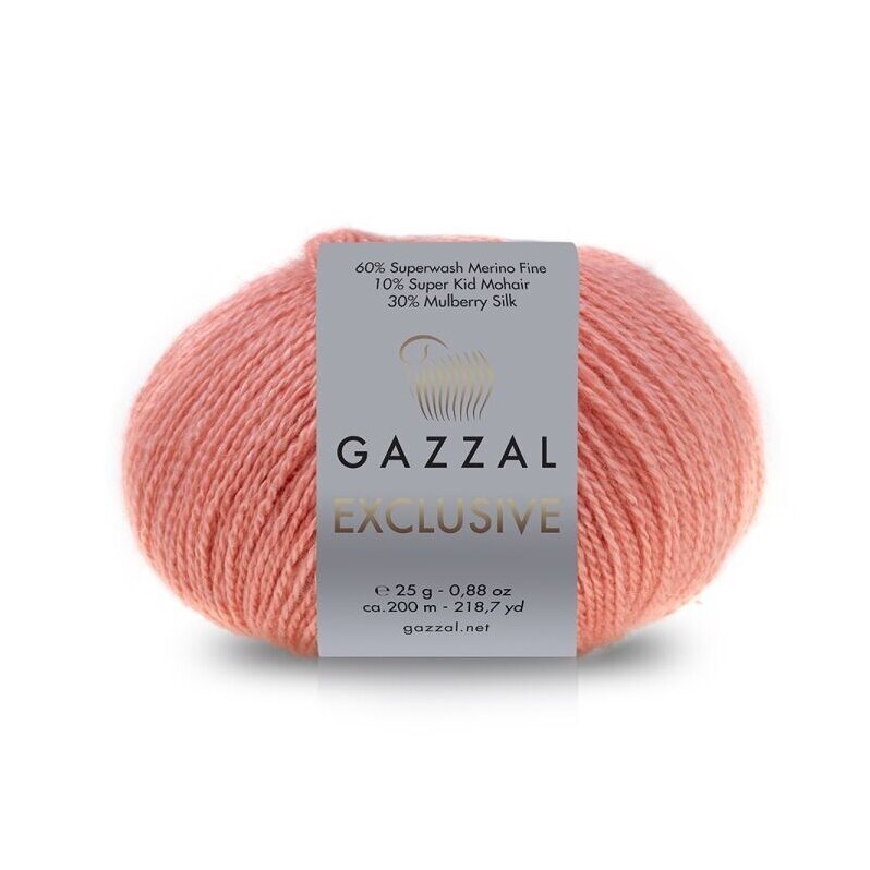 Gazzal Exclusive 9905 Koralų – merino vilnos, šilko ir moherio siūlai