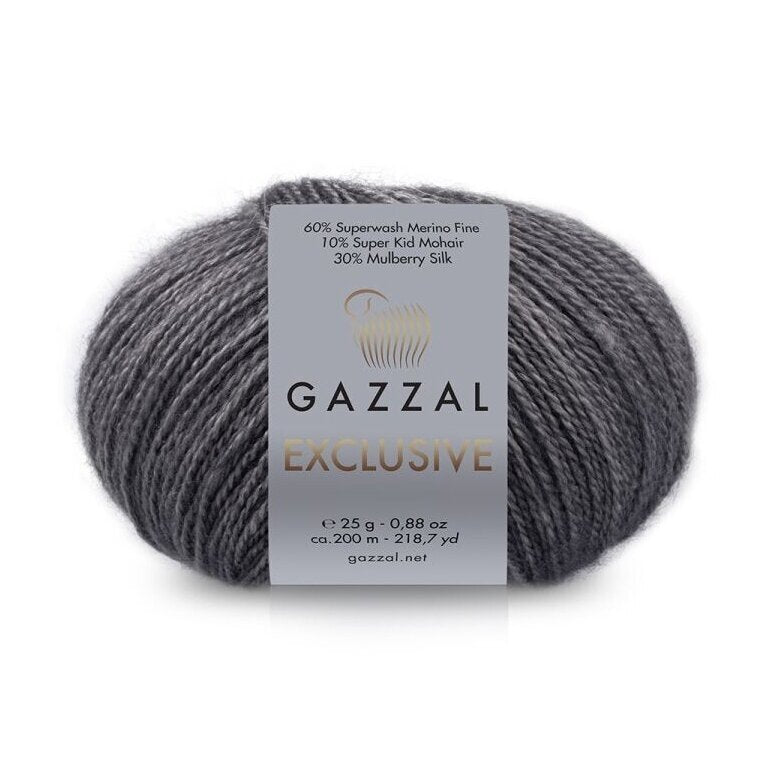 Gazzal Exclusive 9908 Pilka – merino vilnos, šilko ir moherio siūlai