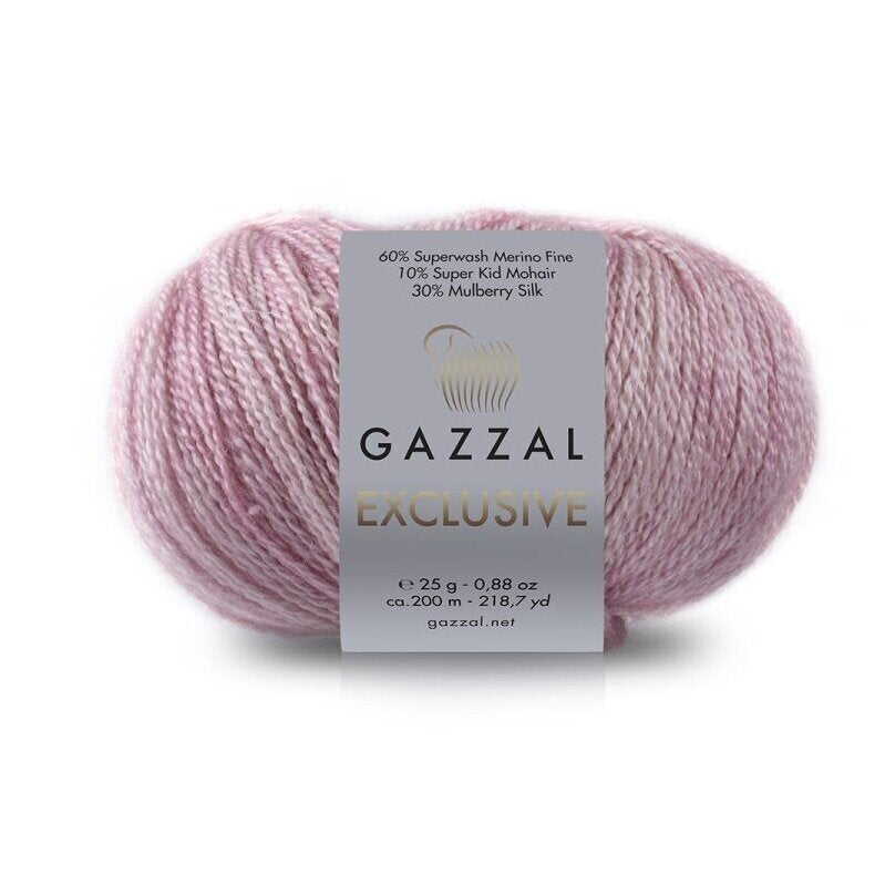 Gazzal Exclusive 9903 Dulsvai rožinė – merino vilnos, šilko ir moherio siūlai