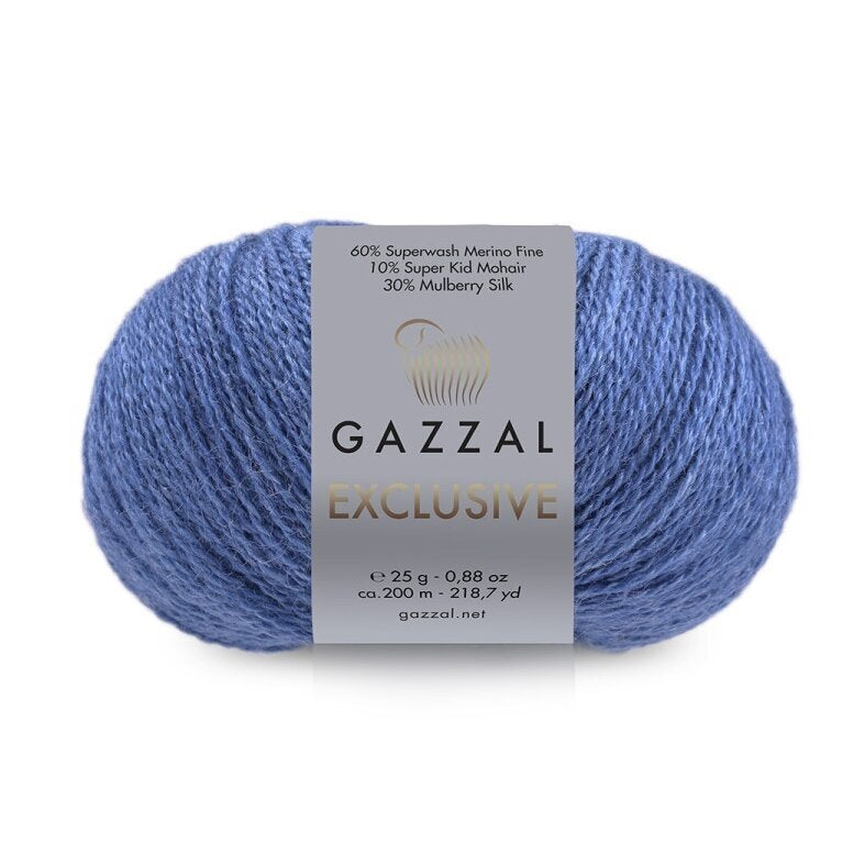Gazzal Exclusive 9937 Karališka mėlyna – merino vilnos, šilko ir moherio siūlai