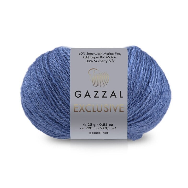 Gazzal Exclusive 9939 Indigo – merino vilnos, šilko ir moherio siūlai
