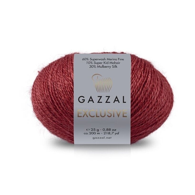 Gazzal Exclusive 9912 Bordo – merino vilnos, šilko ir moherio siūlai