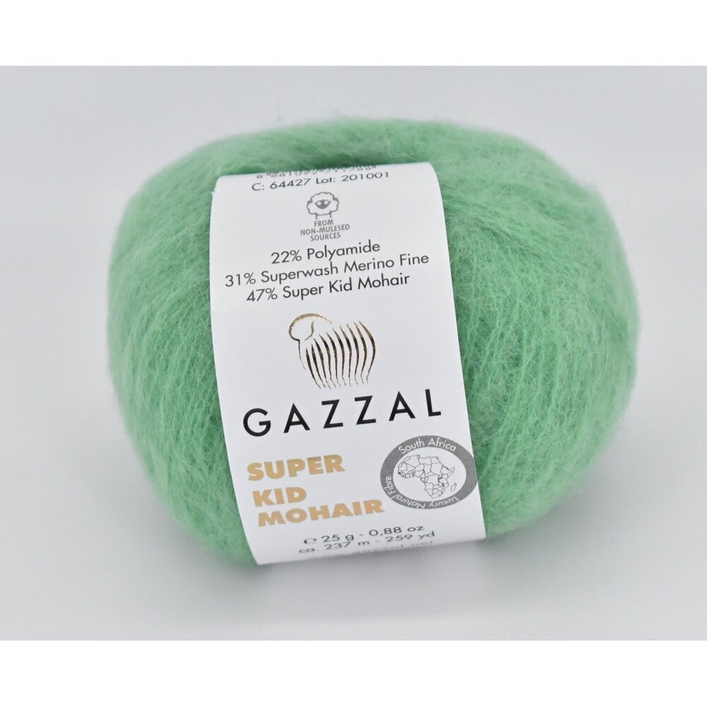 Gazzal Super Kid Mohair 64427 Smaragdinė – moherio siūlai su merino