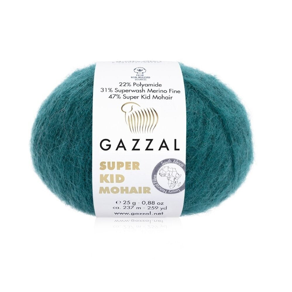 Gazzal Super Kid Mohair 64425 Petrolio – moherio siūlai su merino
