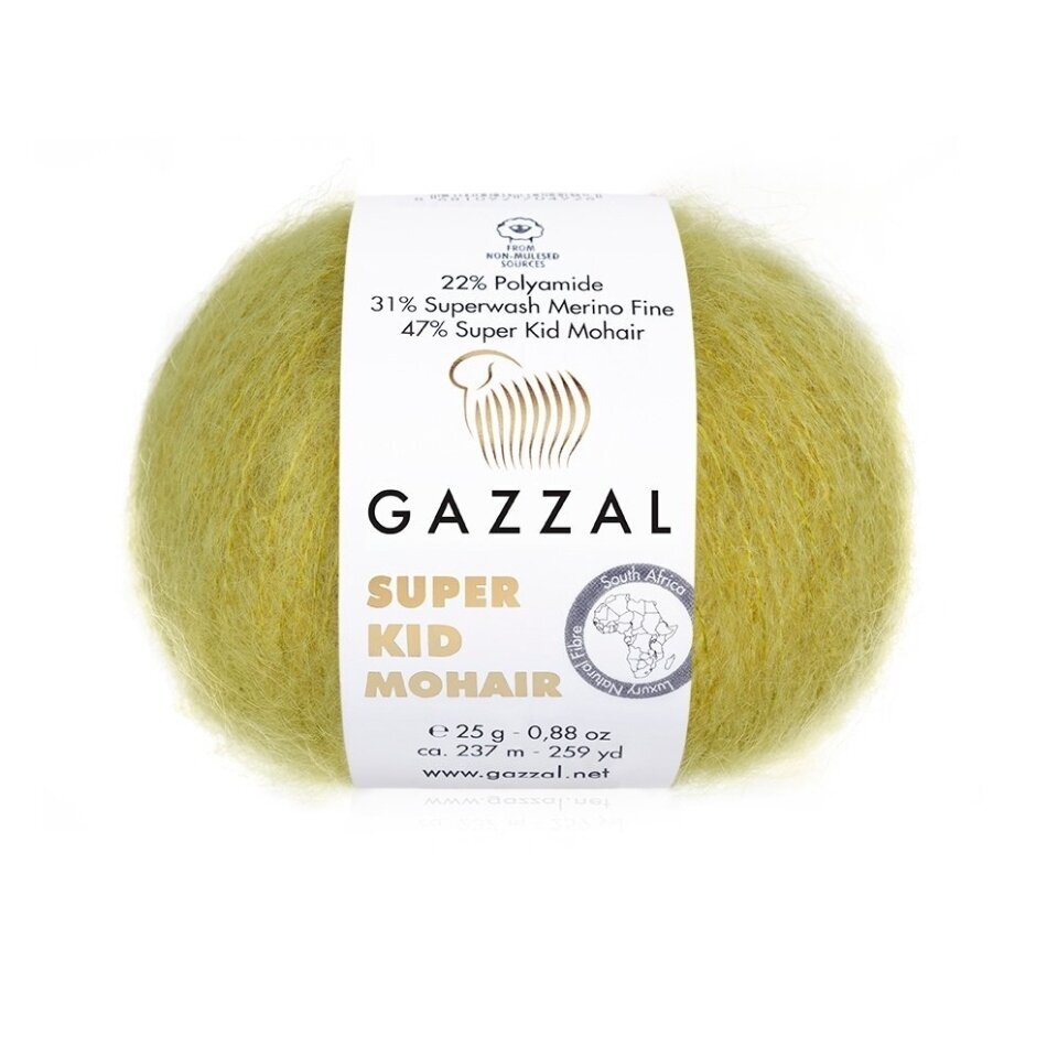 Gazzal Super Kid Mohair 64405 Chaki – moherio siūlai su merino